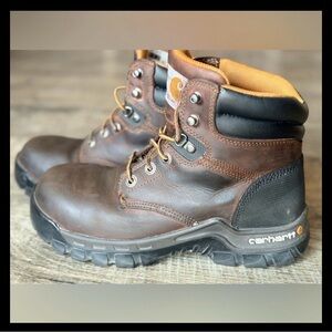 Carhartt Safety Toe Work Boots Mens 9 Brown Leather EH ASTM Slip Resistant